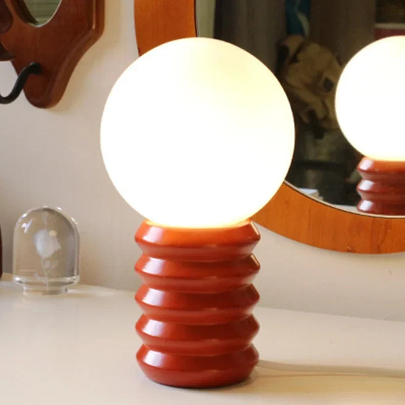 Table Lamp | Bauhaus Design & White Glass Globe | Multiple Base Colors