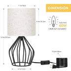 Table Lamp | Black Metal Base & Linen Shade | E26 Socket