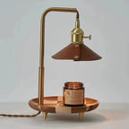 Table Lamp & Candle Warmer | Wood & Brass Ambient Glow | 20 x 32 cm