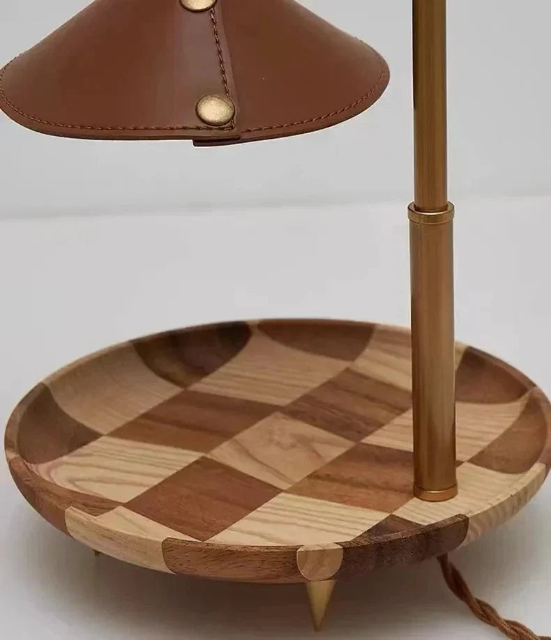Table Lamp & Candle Warmer | Wood & Brass Ambient Glow | 20 x 32 cm