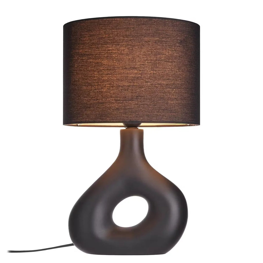 Table Lamp | Curved Ceramic Base & Fabric Shade