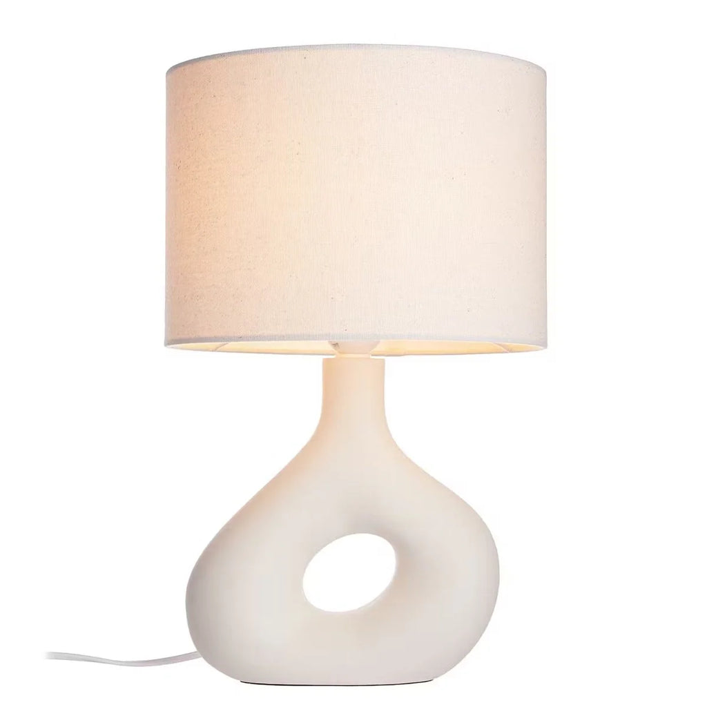 Table Lamp | Curved Ceramic Base & Fabric Shade