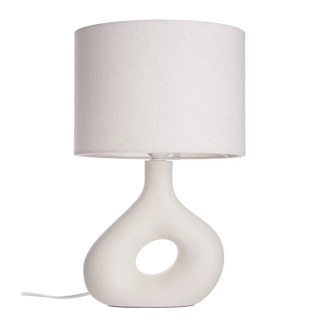 Table Lamp | Curved Ceramic Base & Fabric Shade