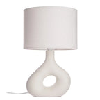 Table Lamp | Curved Ceramic Base & Fabric Shade
