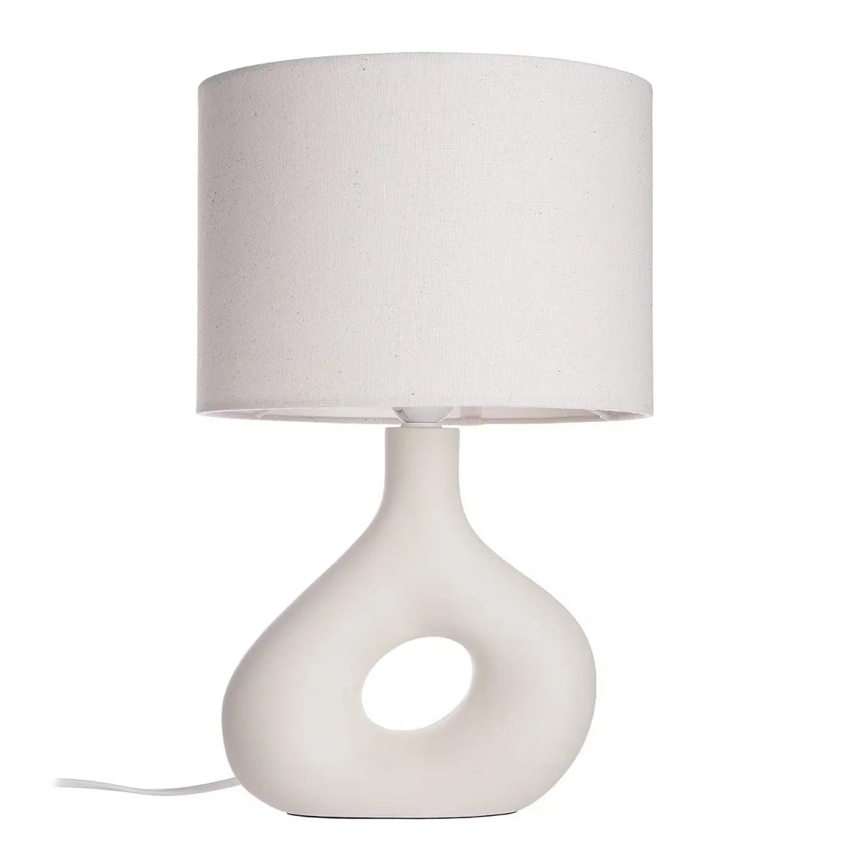 Table Lamp | Curved Ceramic Base & Fabric Shade