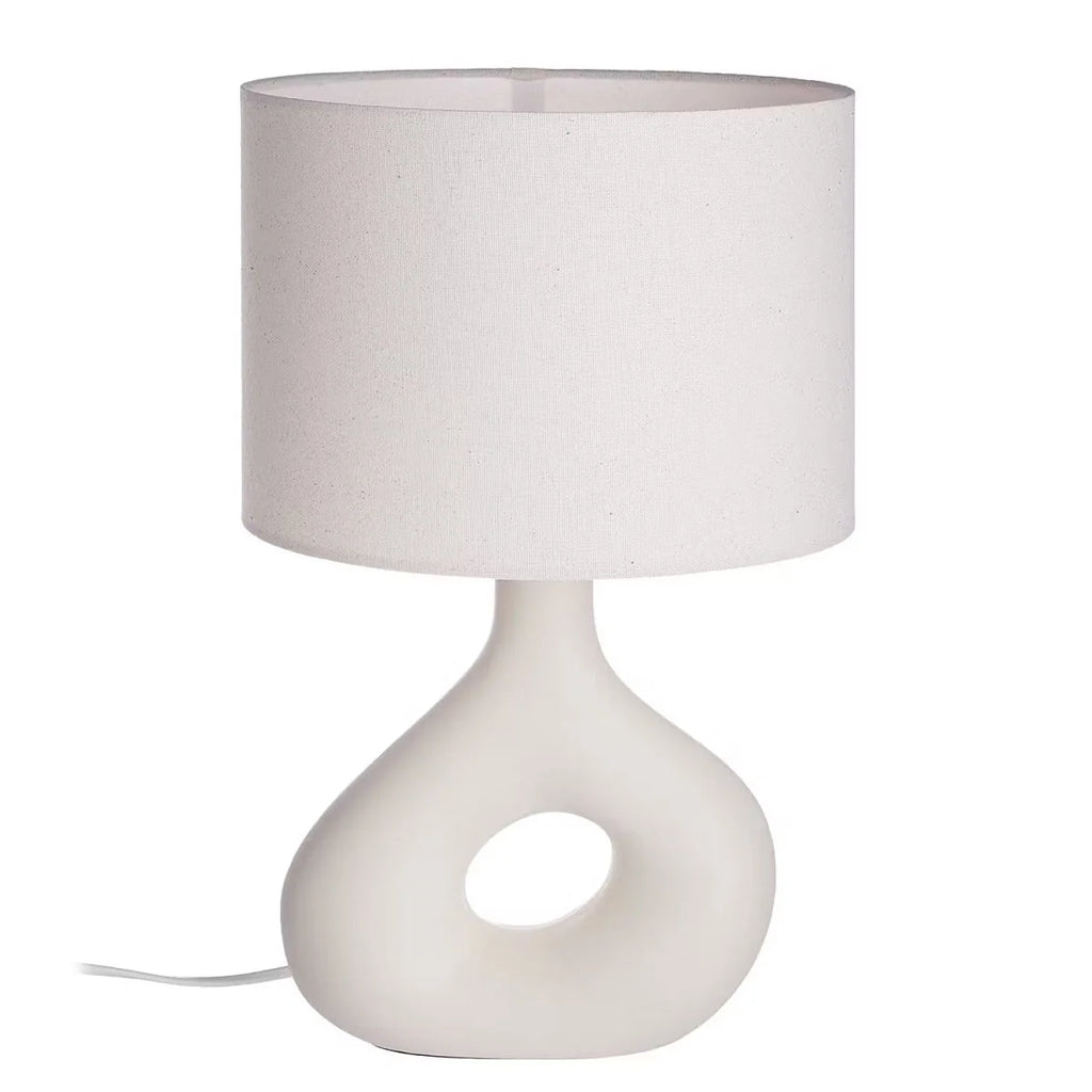 Table Lamp | Curved Ceramic Base & Fabric Shade