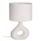 Table Lamp | Curved Ceramic Base & Fabric Shade