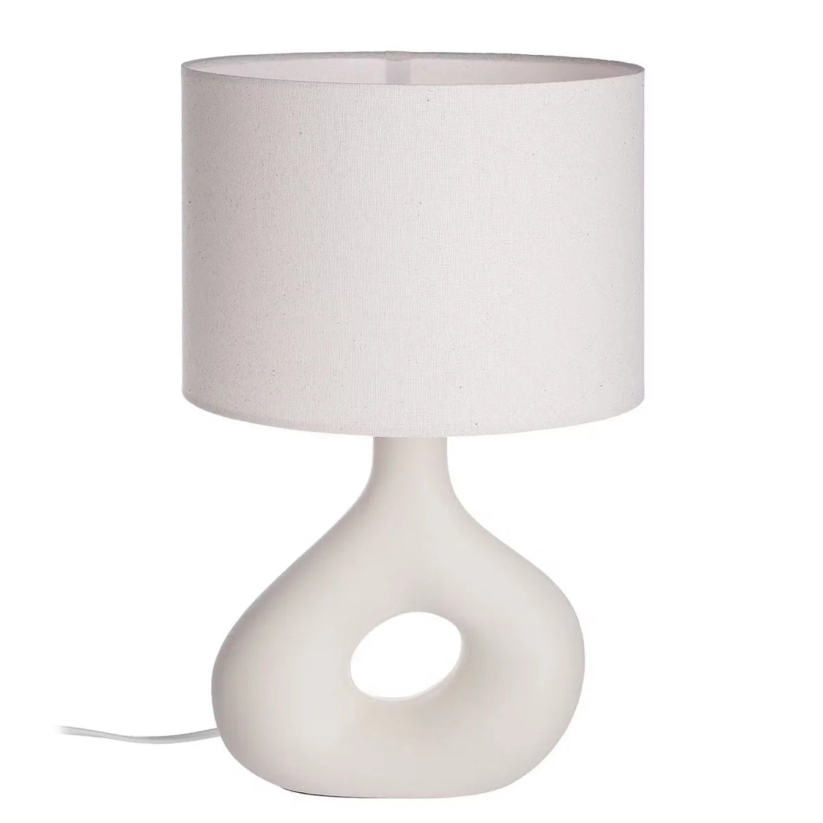 Table Lamp | Curved Ceramic Base & Fabric Shade