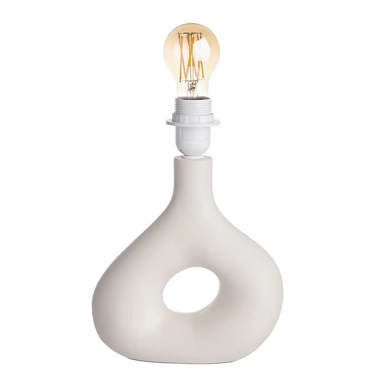 Table Lamp | Curved Ceramic Base & Fabric Shade
