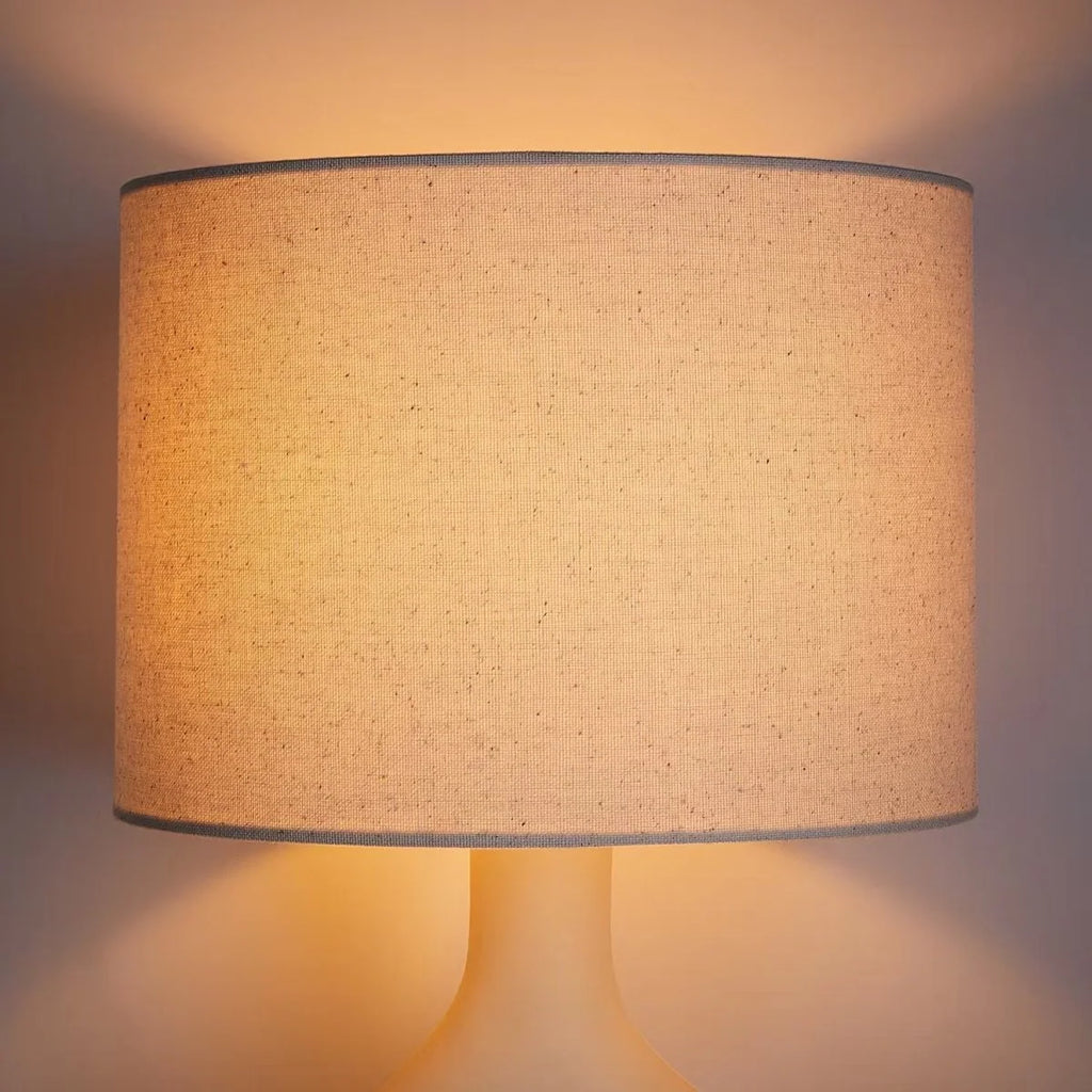 Table Lamp | Curved Ceramic Base & Fabric Shade