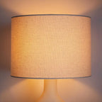 Table Lamp | Curved Ceramic Base & Fabric Shade