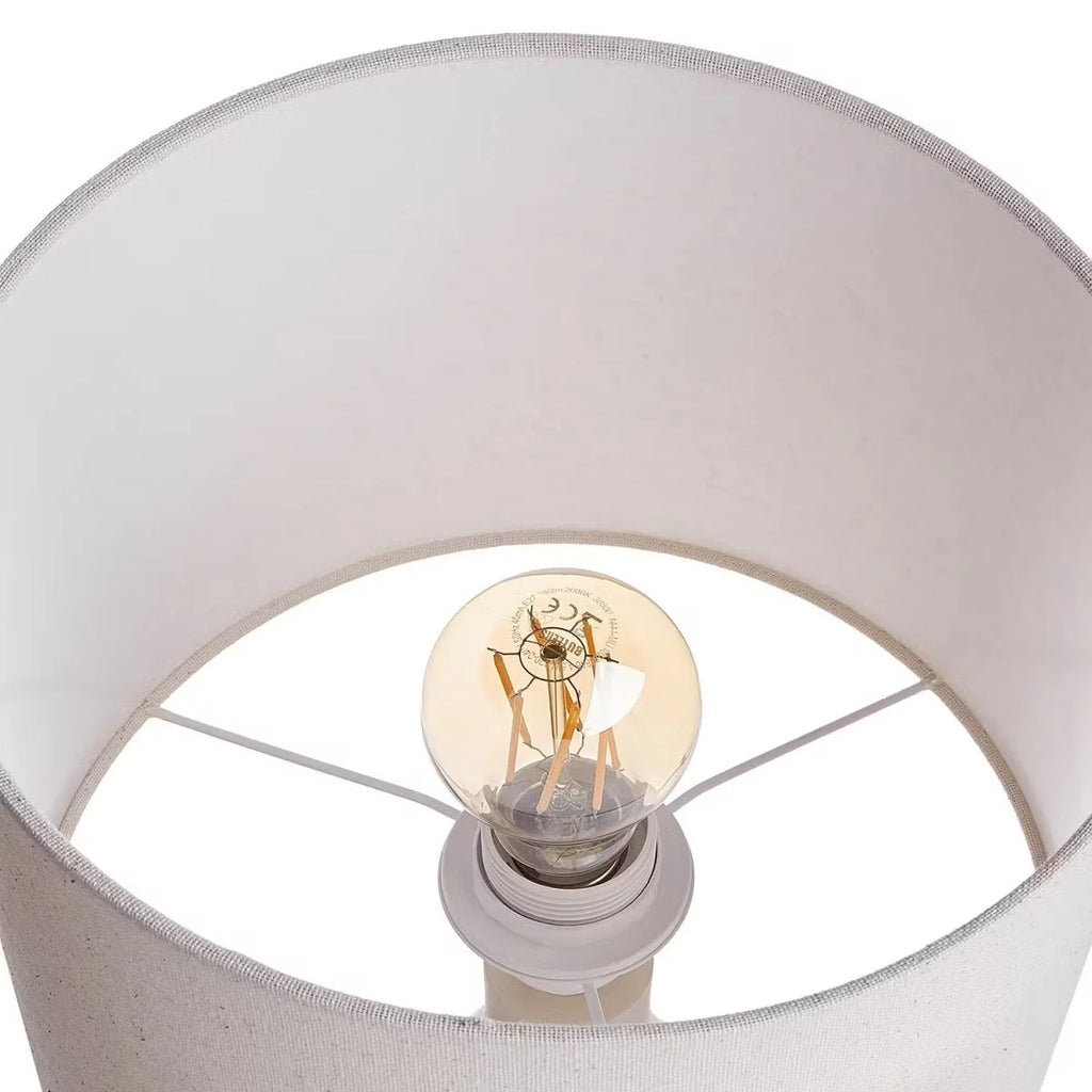 Table Lamp | Curved Ceramic Base & Fabric Shade