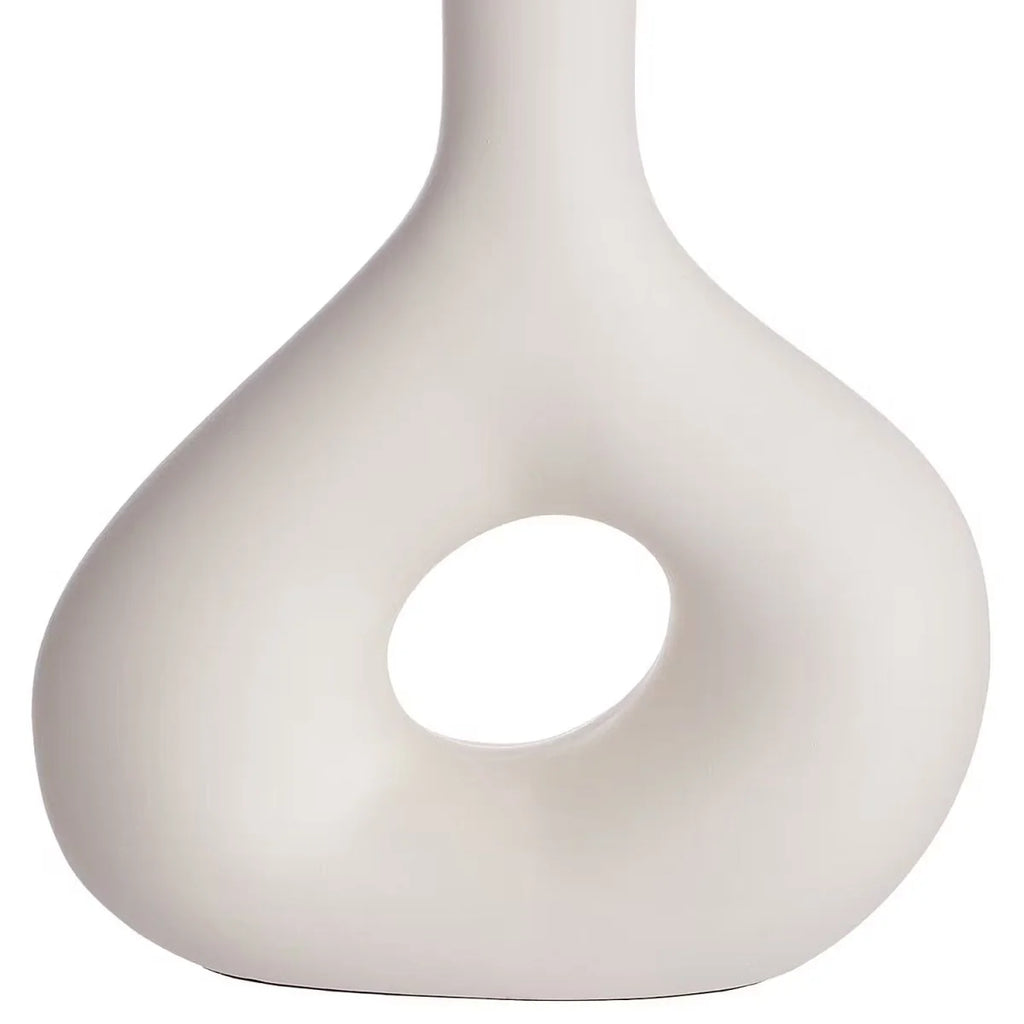 Table Lamp | Curved Ceramic Base & Fabric Shade