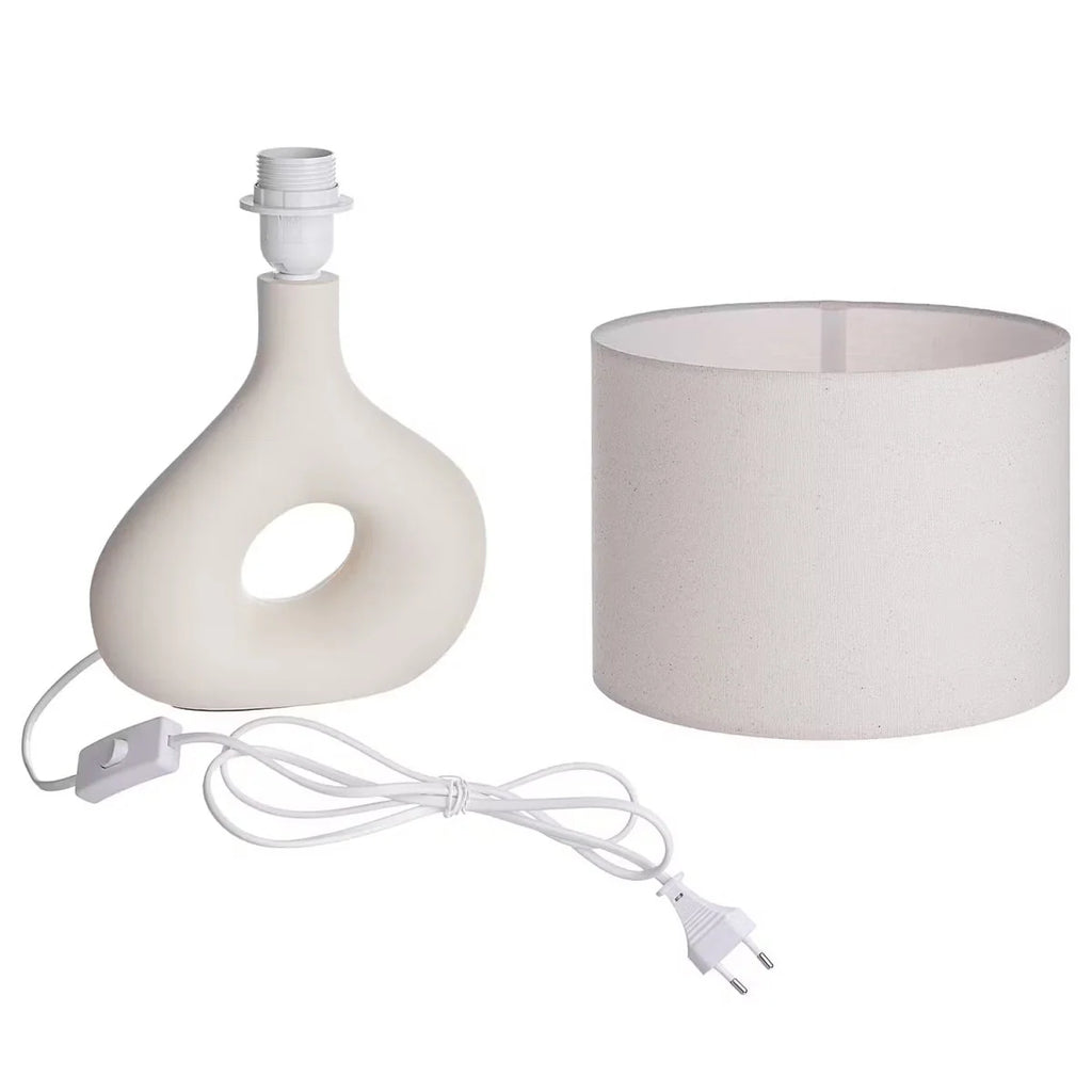 Table Lamp | Curved Ceramic Base & Fabric Shade