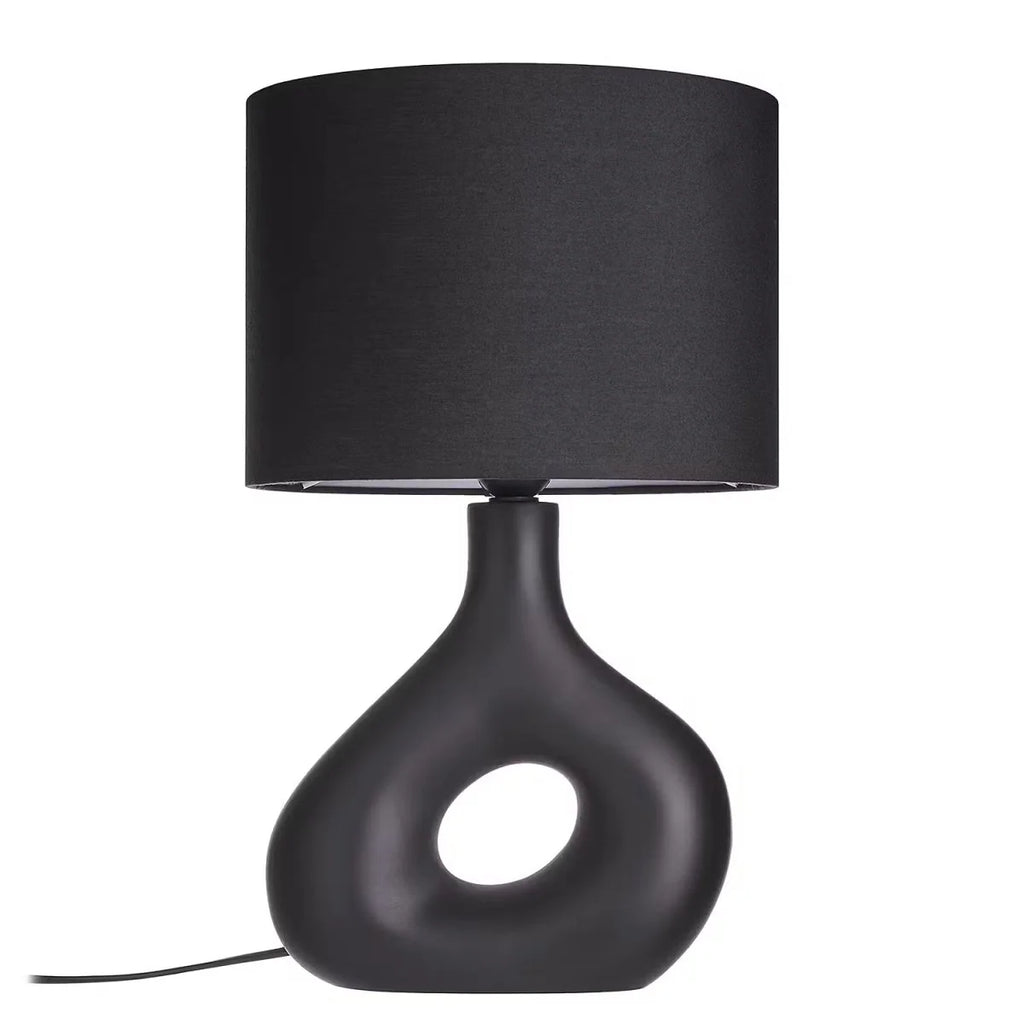 Table Lamp | Curved Ceramic Base & Fabric Shade