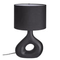 Table Lamp | Curved Ceramic Base & Fabric Shade
