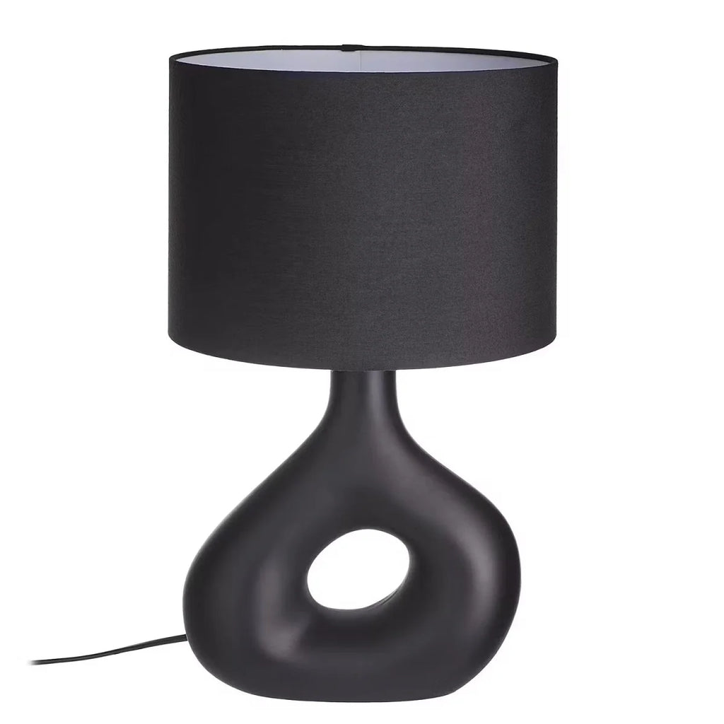 Table Lamp | Curved Ceramic Base & Fabric Shade