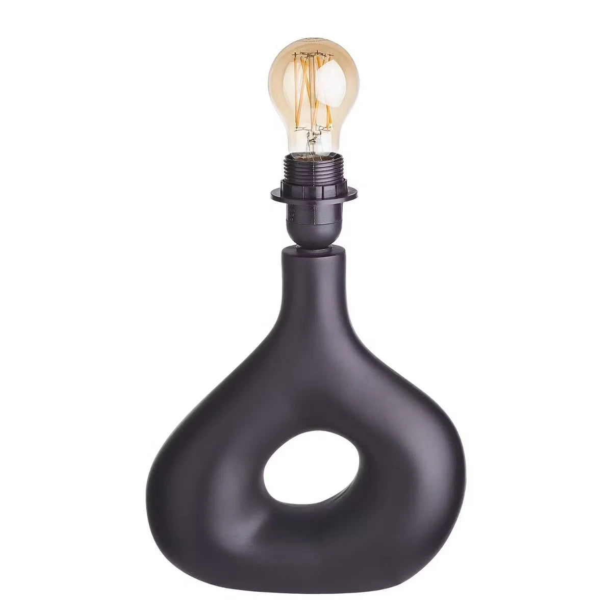 Table Lamp | Curved Ceramic Base & Fabric Shade
