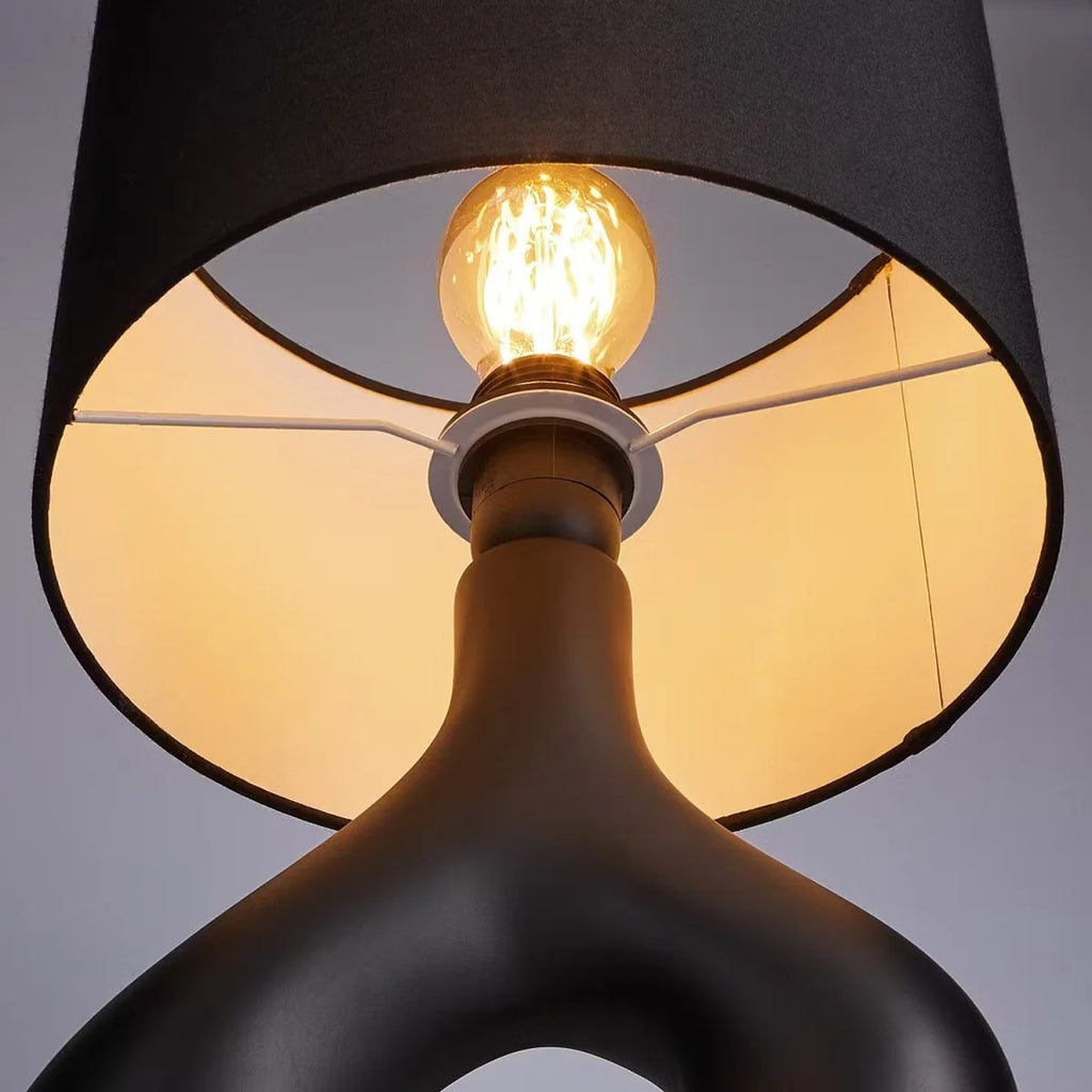 Table Lamp | Curved Ceramic Base & Fabric Shade