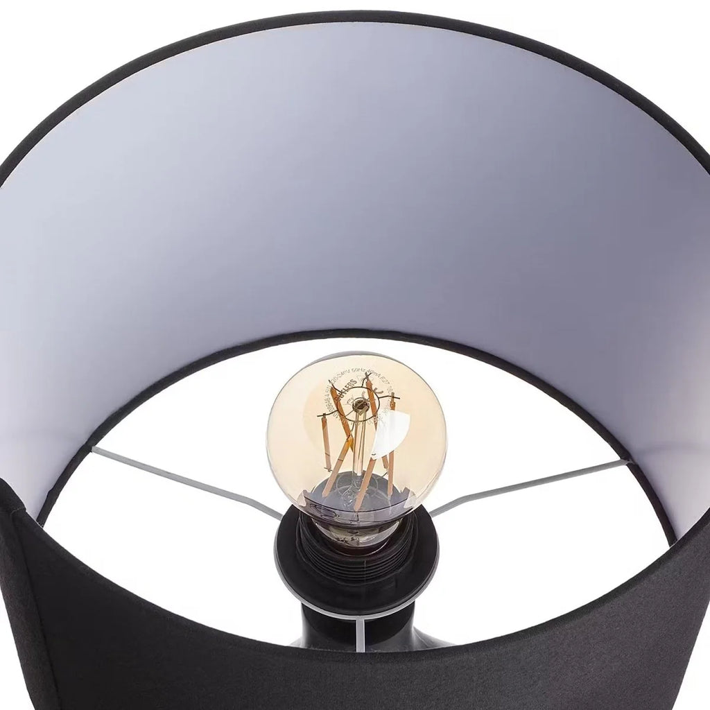Table Lamp | Curved Ceramic Base & Fabric Shade