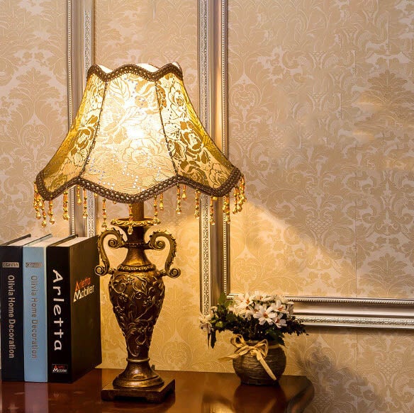 Table Lamp | Fabric Shade & Industrial Style | 52 Cm tall