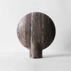 Table Lamp | Faux Travertine & Warm LED | 14 in Height
