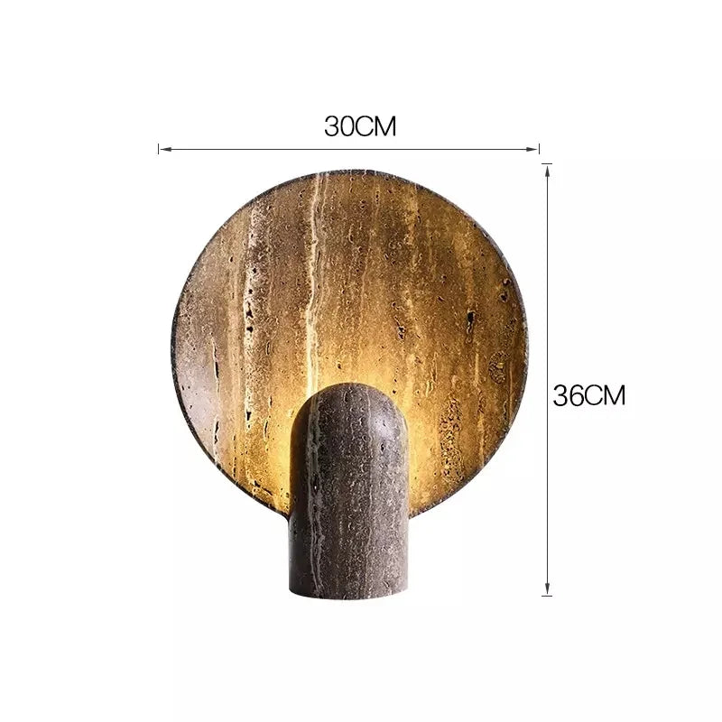 Table Lamp | Faux Travertine & Warm LED | 14 in Height