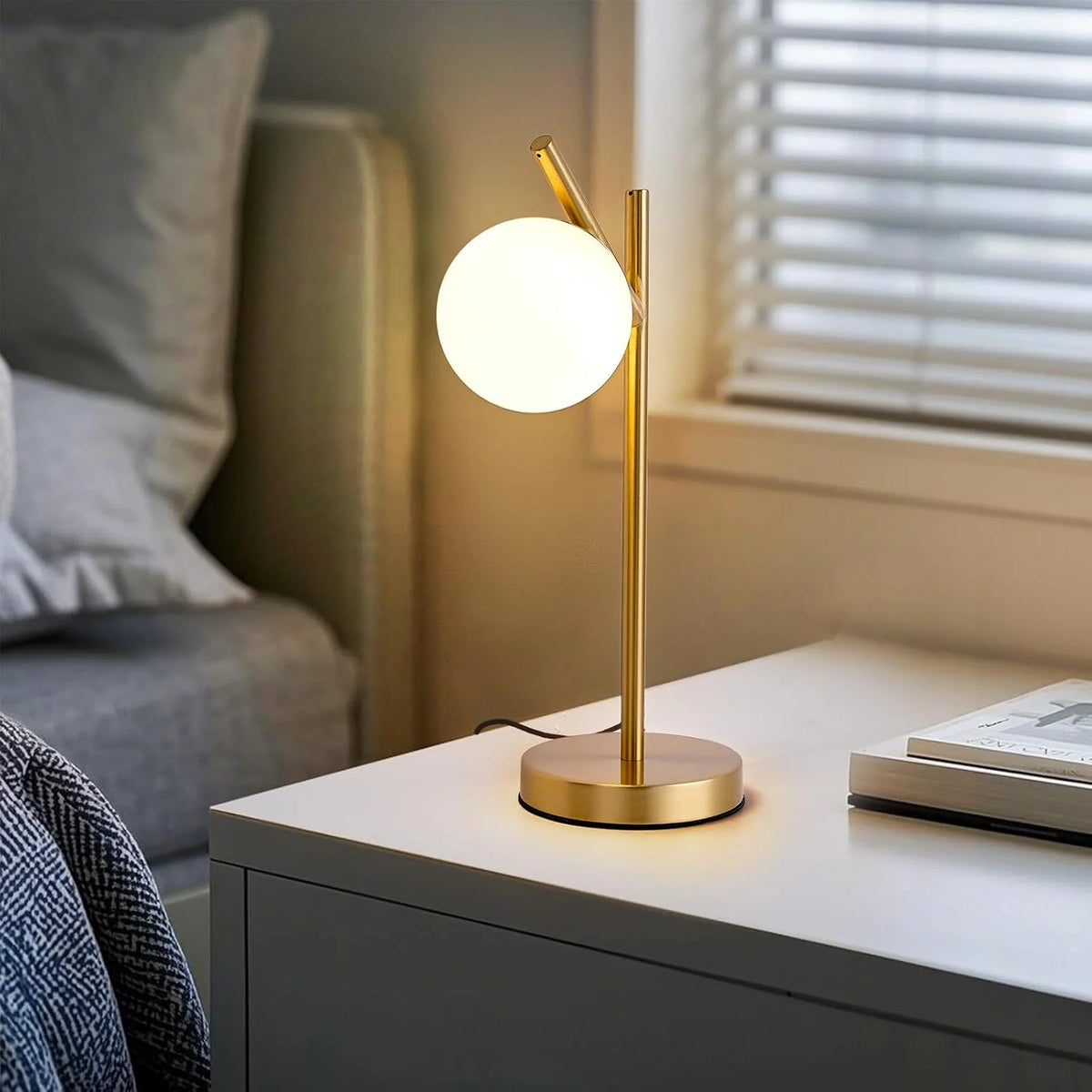Table Lamp | Frosted Glass Globe & Adjustable 3-Color Light