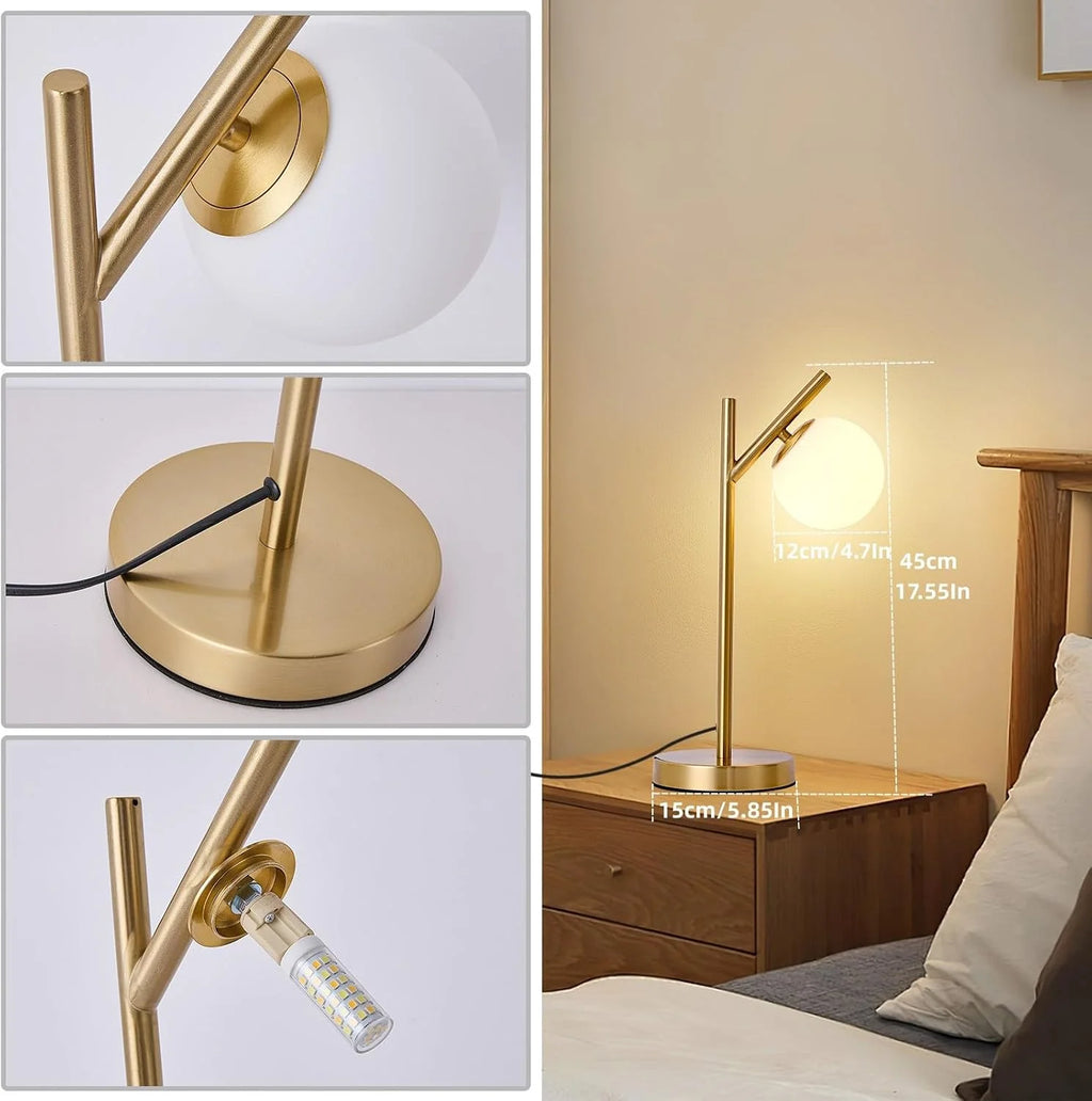 Table Lamp | Frosted Glass Globe & Adjustable 3-Color Light