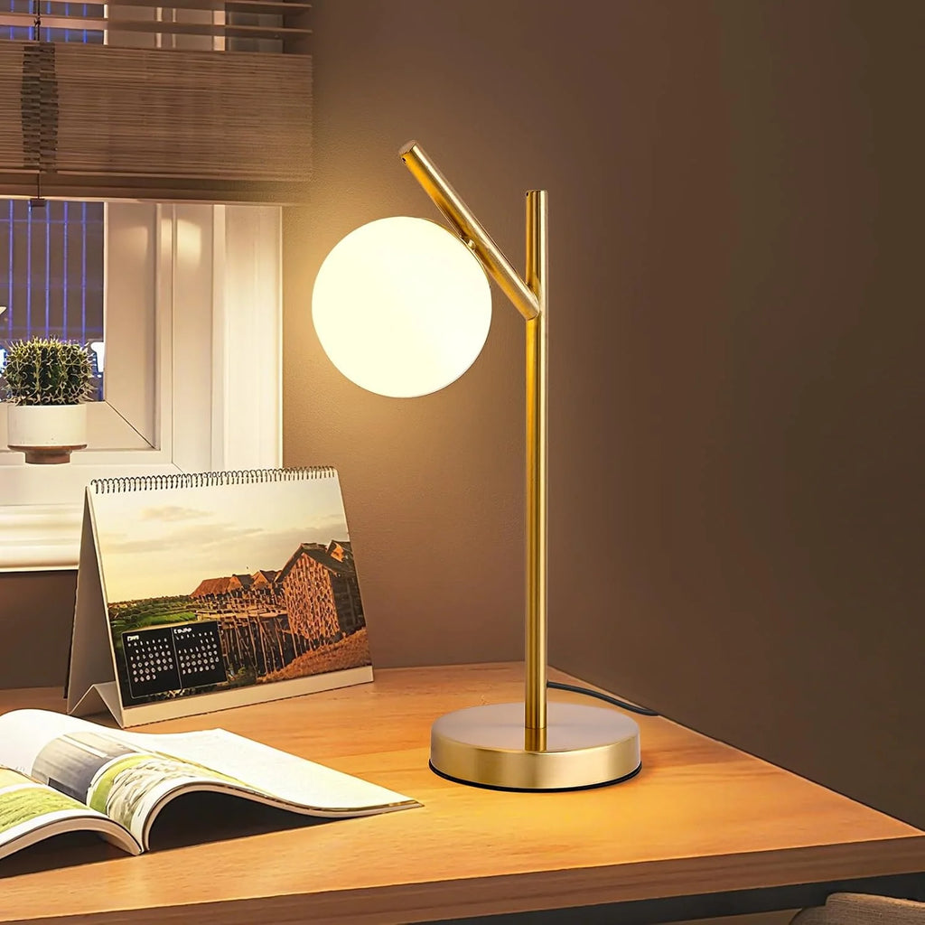 Table Lamp | Frosted Glass Globe & Adjustable 3-Color Light