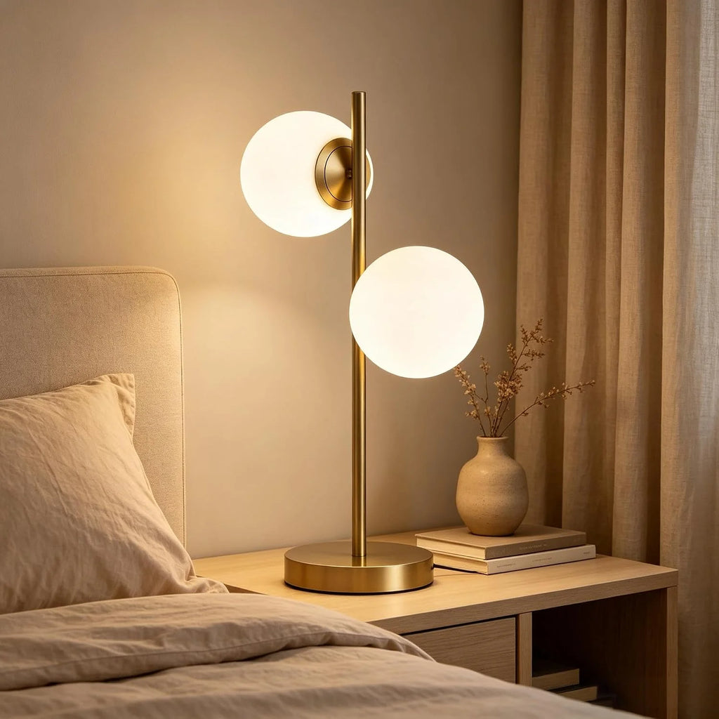 Table Lamp | Frosted Glass Globe & Adjustable 3-Color Light