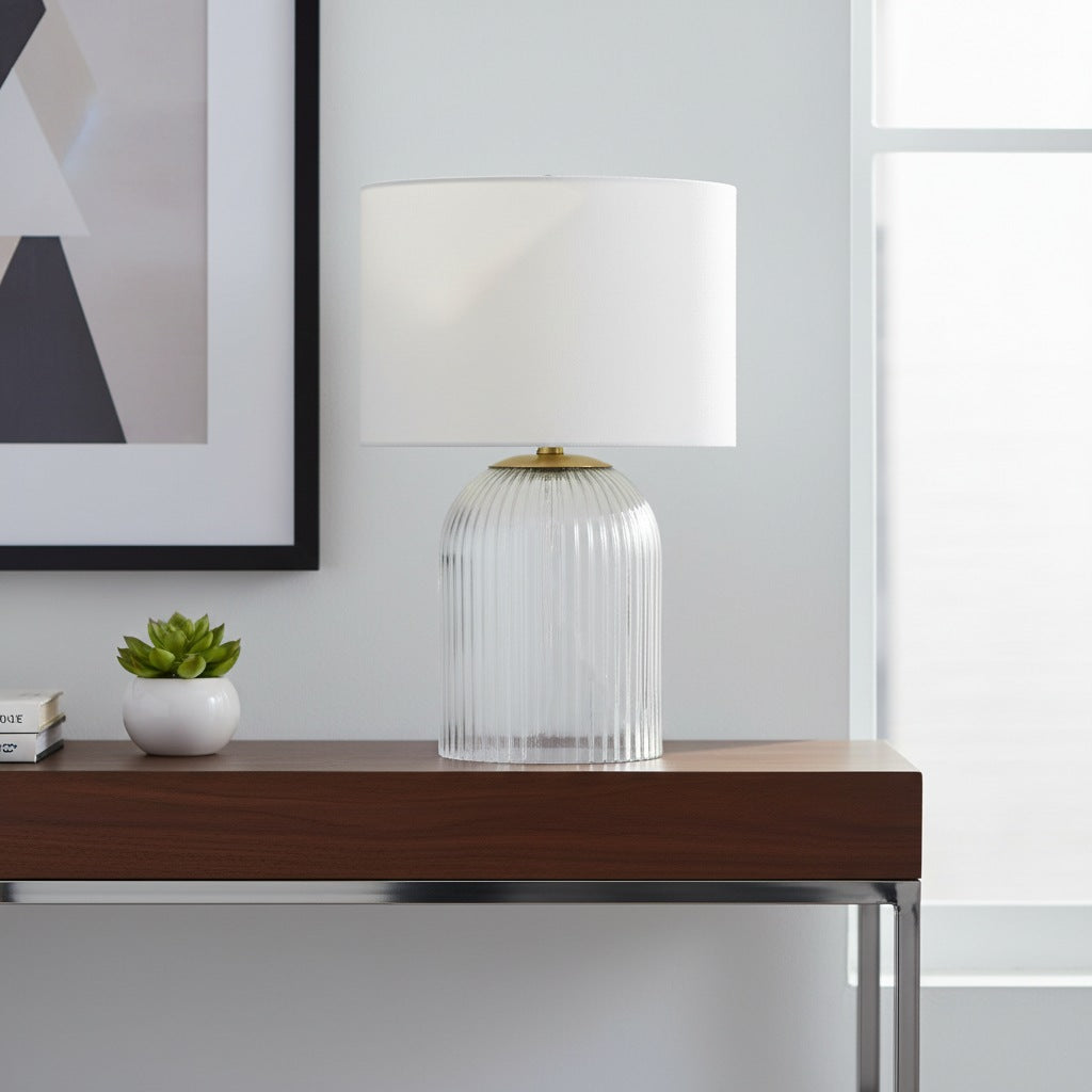 Table Lamp | Glass Base & Linen Shade
