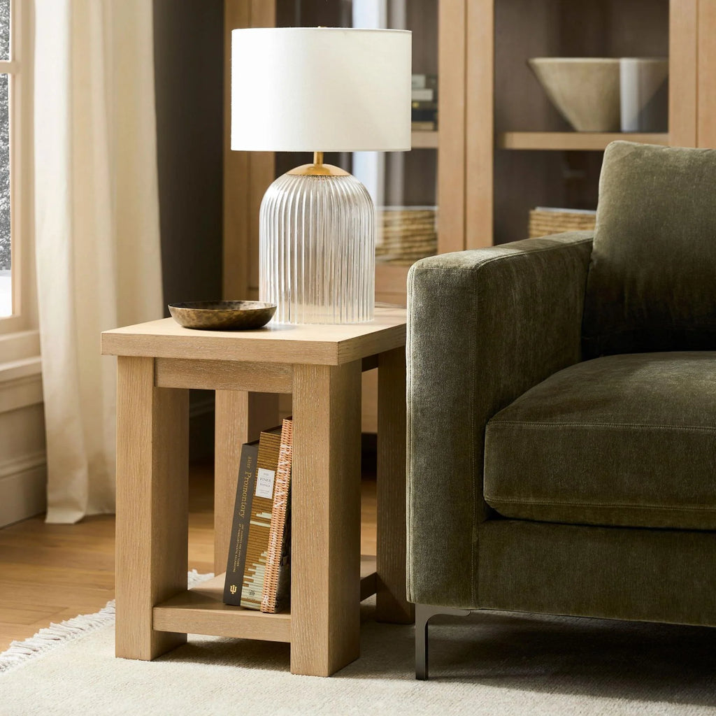 Table Lamp | Glass Base & Linen Shade