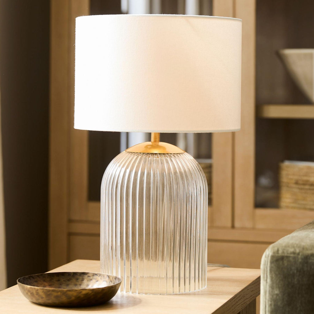 Table Lamp | Glass Base & Linen Shade