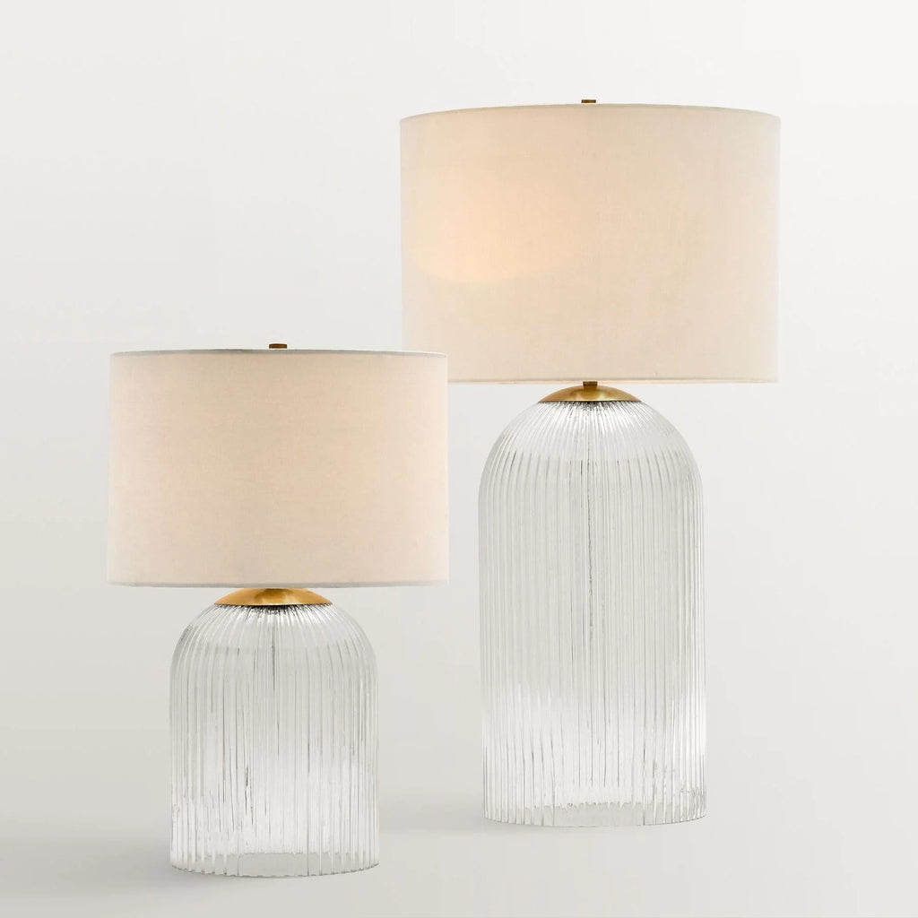 Table Lamp | Glass Base & Linen Shade