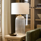 Table Lamp | Glass Base & Linen Shade