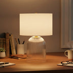 Table Lamp | Glass Base & Linen Shade