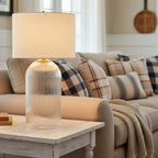 Table Lamp | Glass Base & Linen Shade