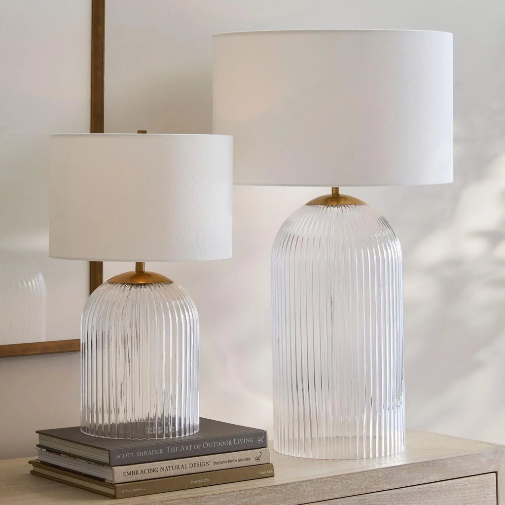 Table Lamp | Glass Base & Linen Shade