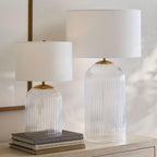 Table Lamp | Glass Base & Linen Shade