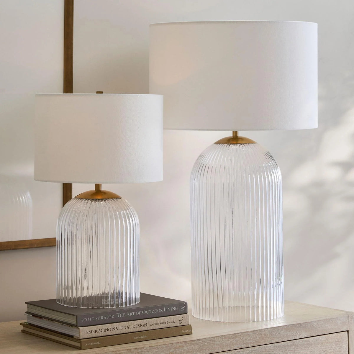 Table Lamp | Glass Base & Linen Shade