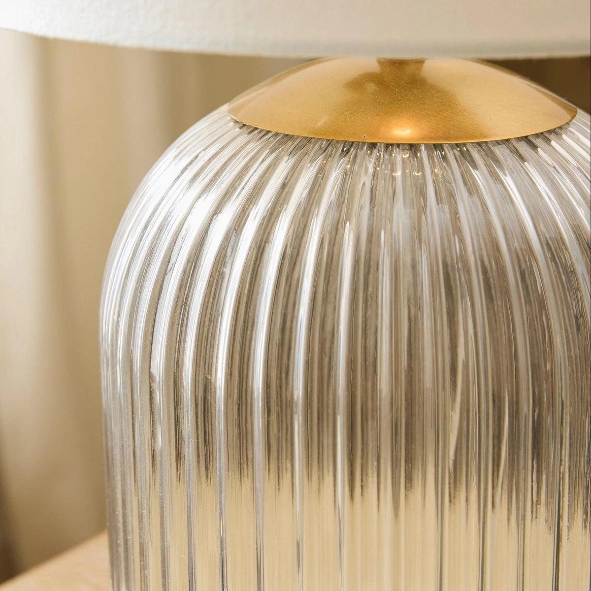 Table Lamp | Glass Base & Linen Shade