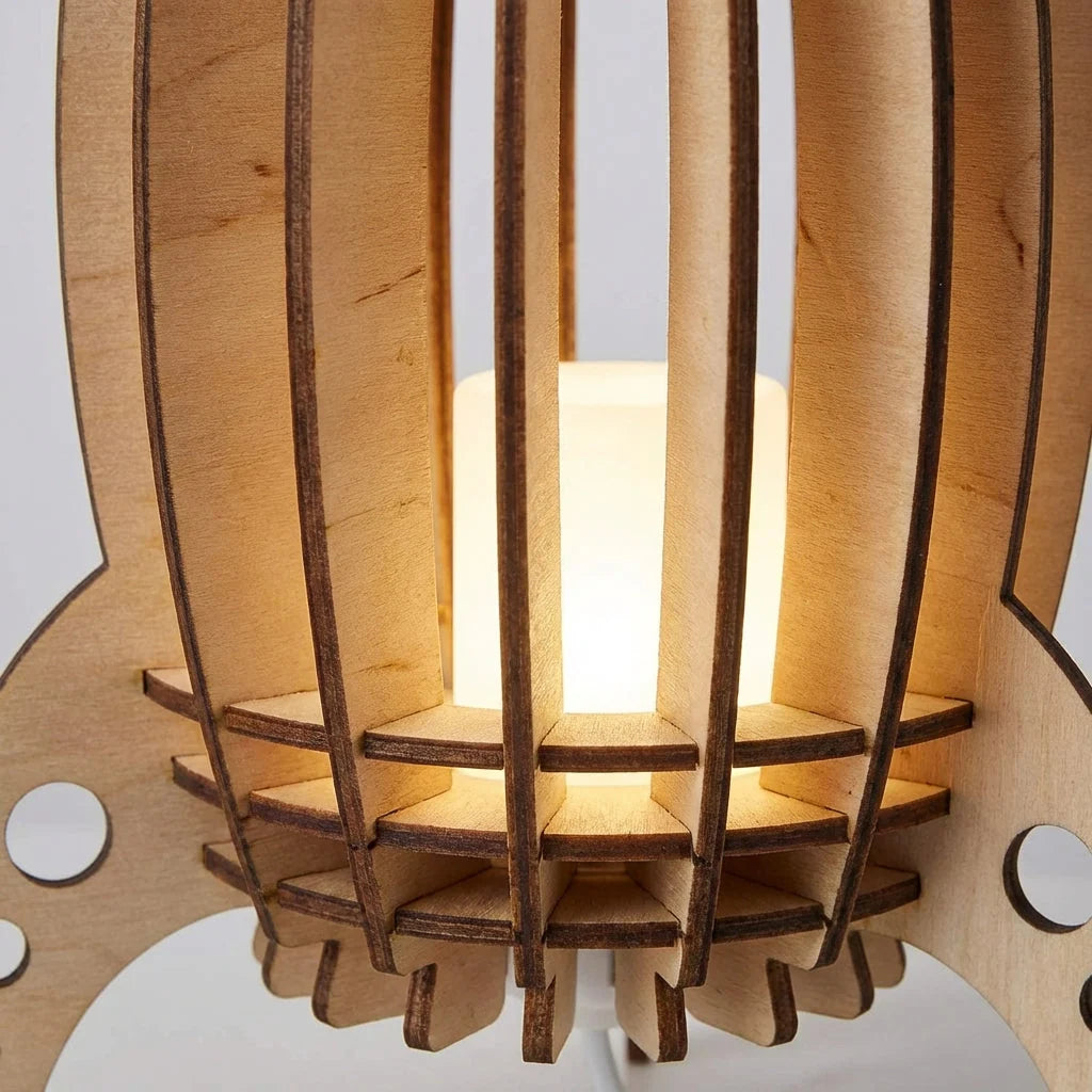 Table Lamp | Handcrafted Light Beech Wood & Warm Ambient Light