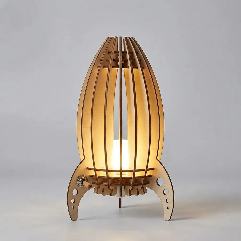 Table Lamp | Handcrafted Light Beech Wood & Warm Ambient Light