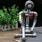 Table Lamp | Industrial Iron Pipe Human Silhouette & USB Rechargeable