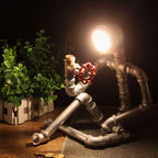 Table Lamp | Industrial Iron Pipe Human Silhouette & USB Rechargeable