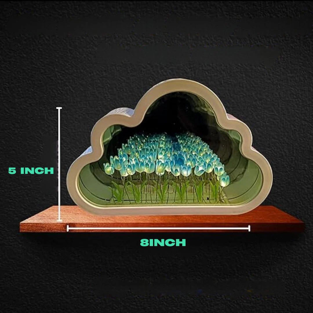 Table Lamp | Infinity Mirror & Tulip Motif | USB Powered