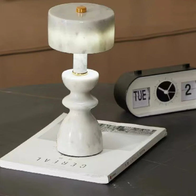 Table Lamp | Marble Shade & USB-Powered LED