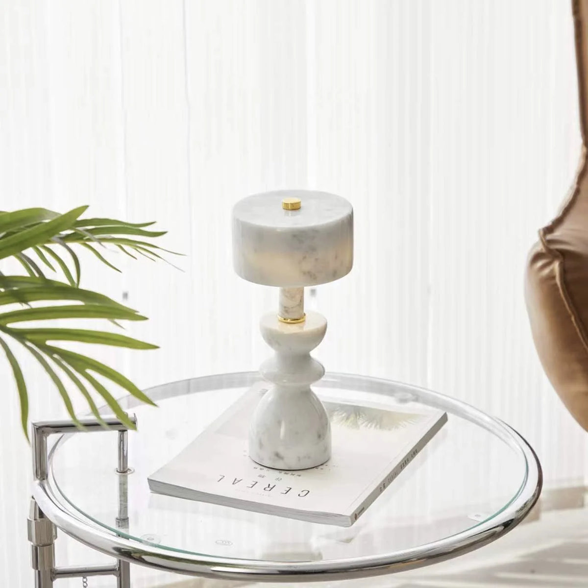Table Lamp | Marble Shade & USB-Powered LED