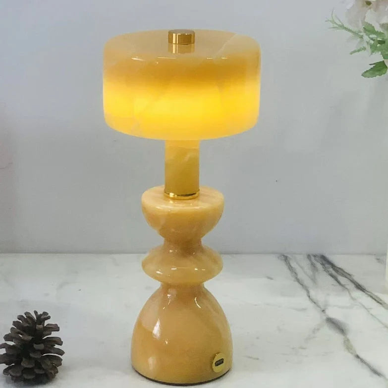 Table Lamp | Marble Shade & USB-Powered LED